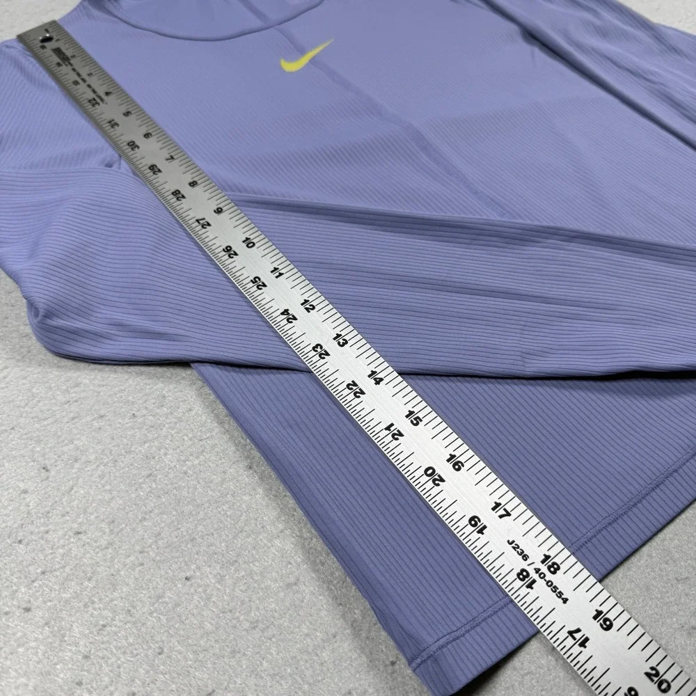 Nike Dri-FIT Womens Long Sleeve Cropped Athletic Training Top Purple Size Small